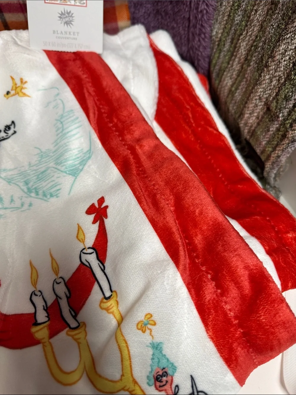 Hallmark Grinch Holiday Blanket in Red, White, Green and Tan